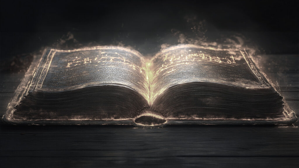 Old book with magic text