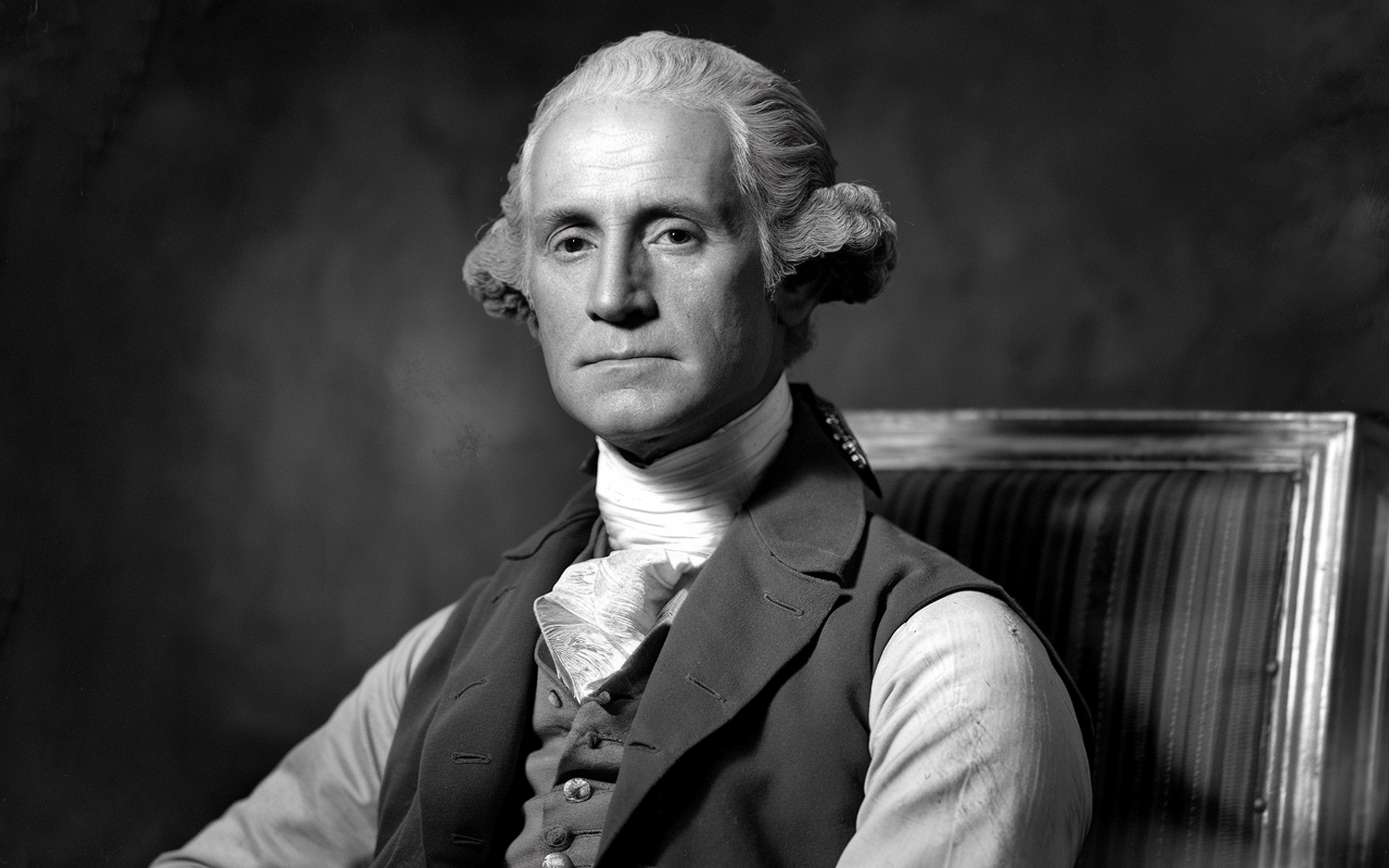 George Washington photo black and white. It is an actor playing George Washington